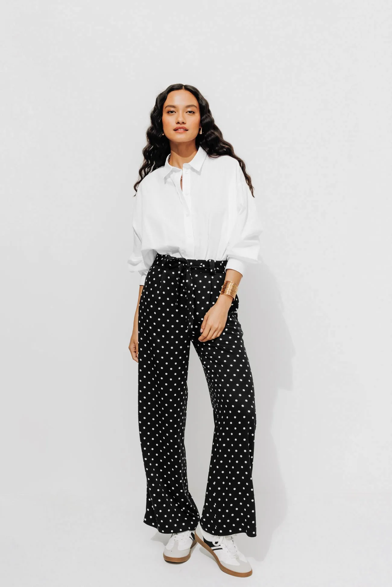 Pantalon large et fluide Femme - Imprimé noir