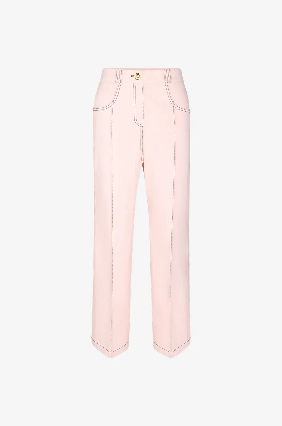 Pantalon large taille haute en gabardine