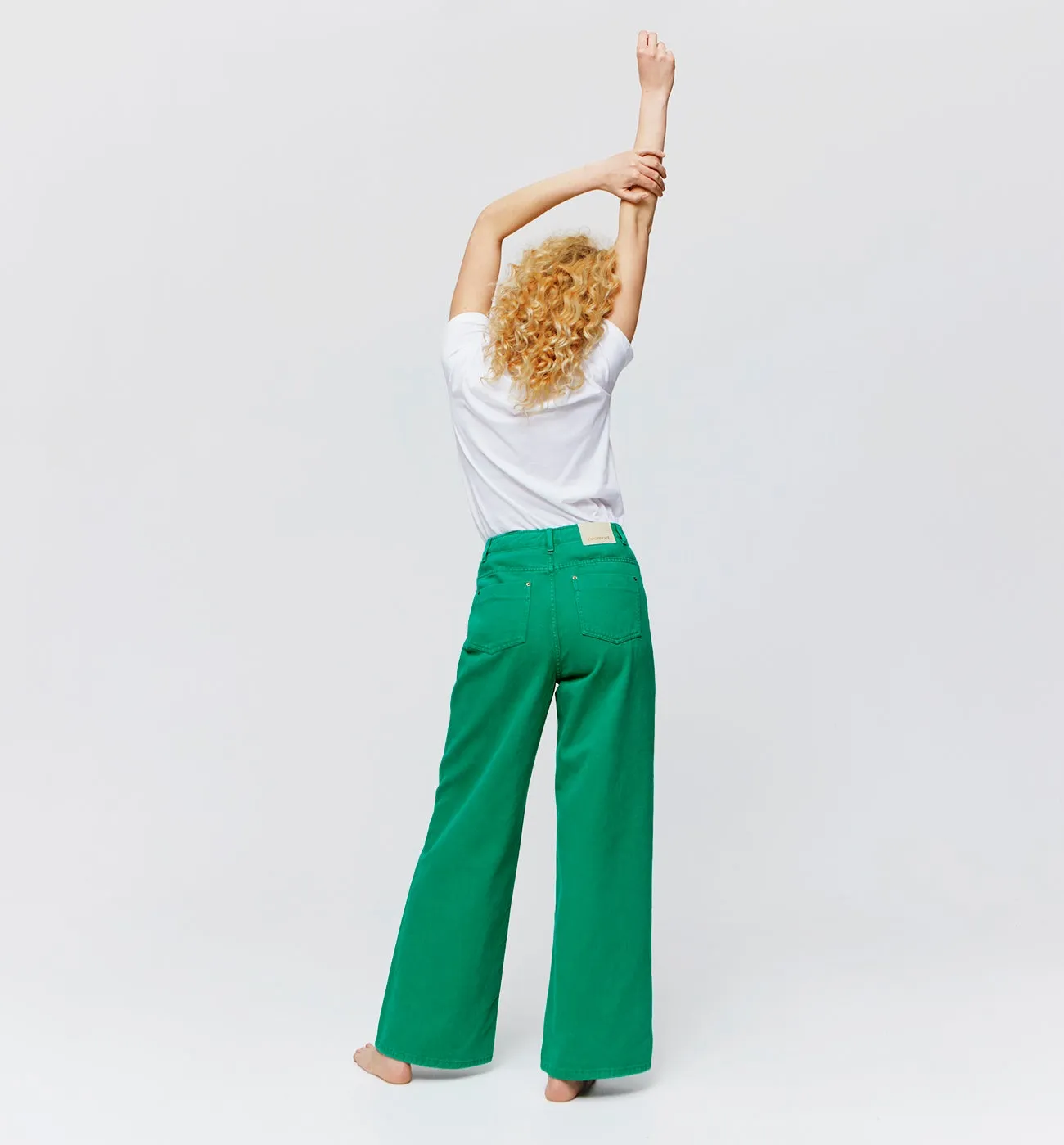 Pantalon large taille haute - Vert