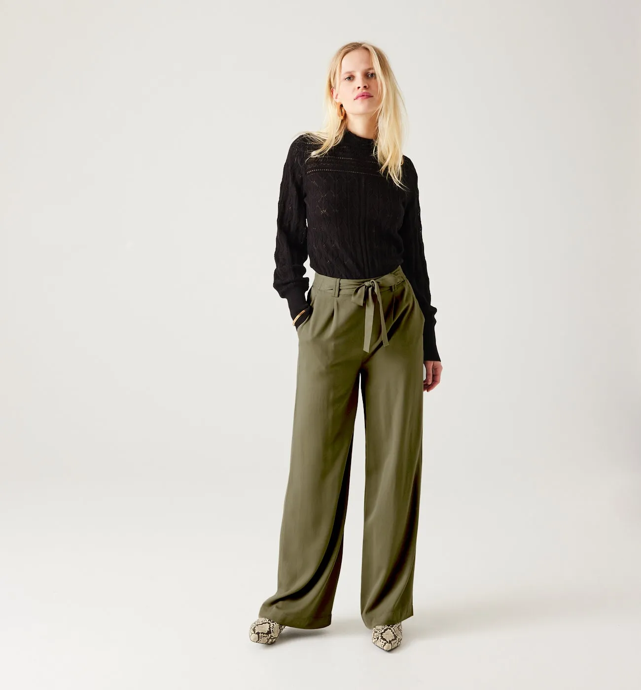 Pantalon large version longue - Kaki