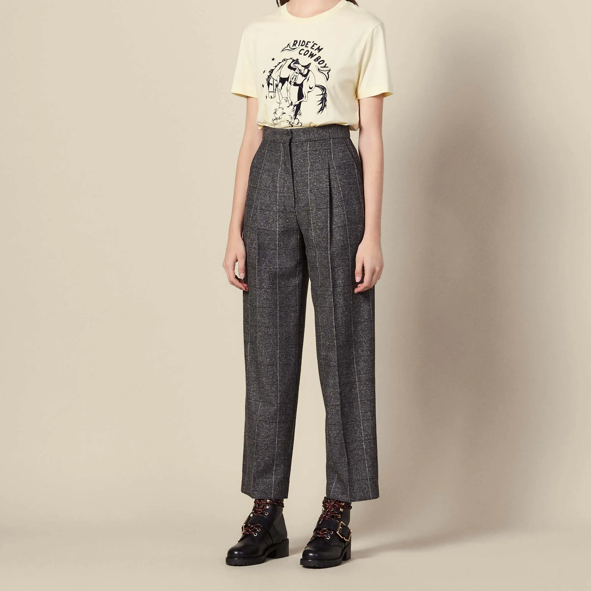 Pantalon large à carreaux