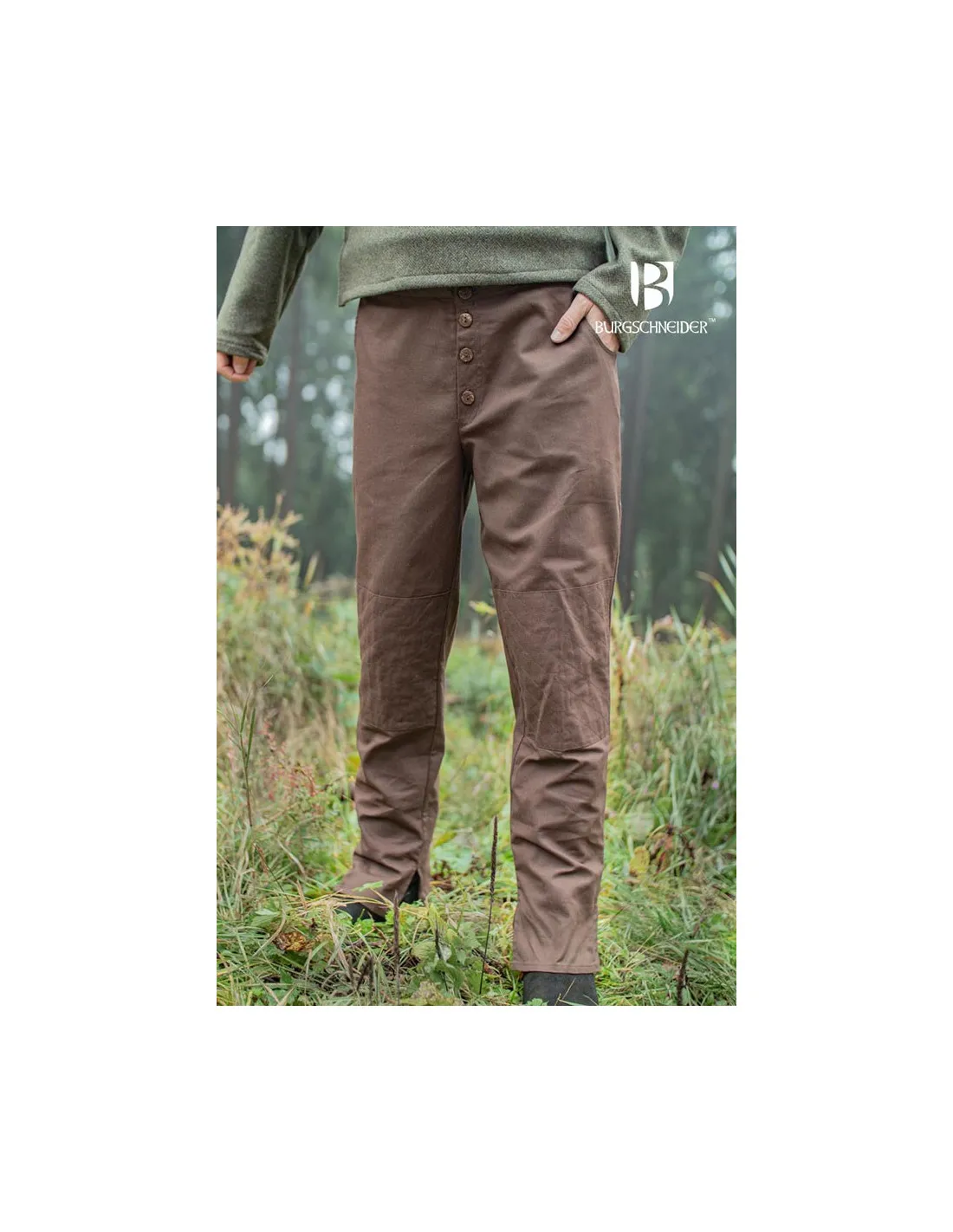 Pantalon médiéval Kergon, coton marron ⚔️ Boutique Épées
