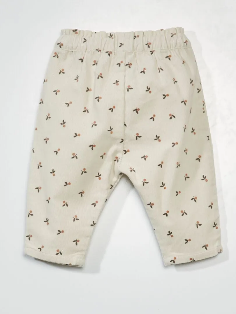 Pantalon sarouel en velours - Blanc