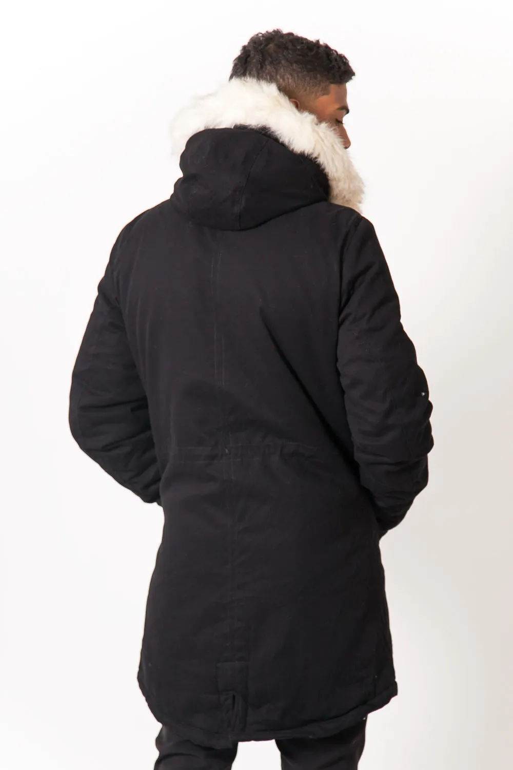 Parka doublure fourrure noir beige