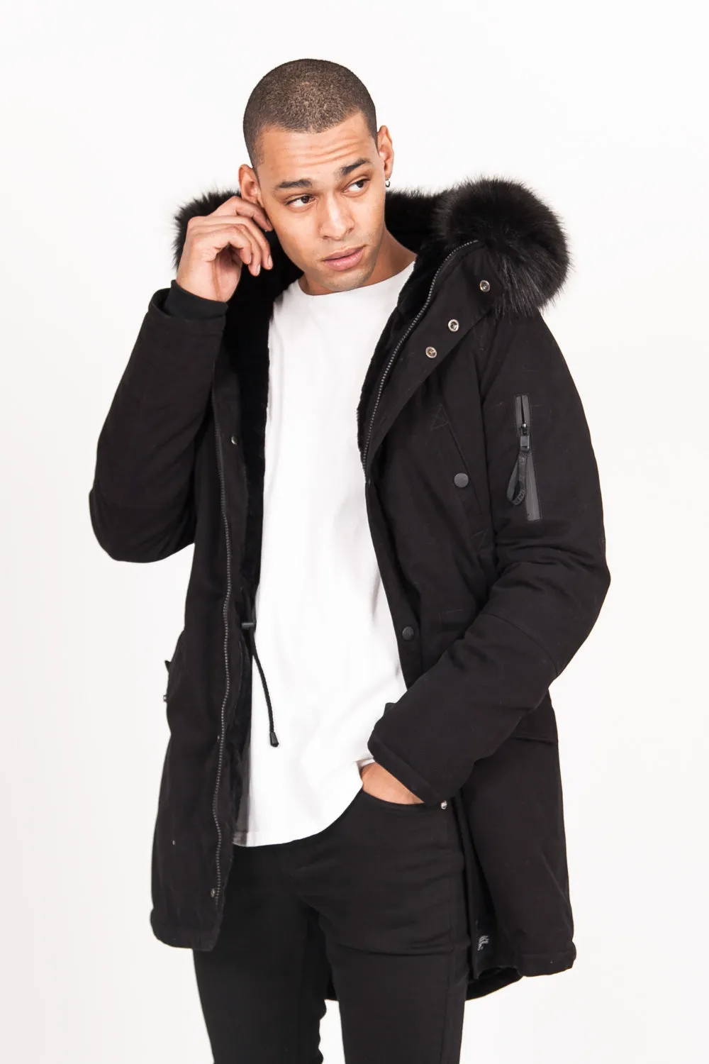 Parka doublure fourrure noir noir