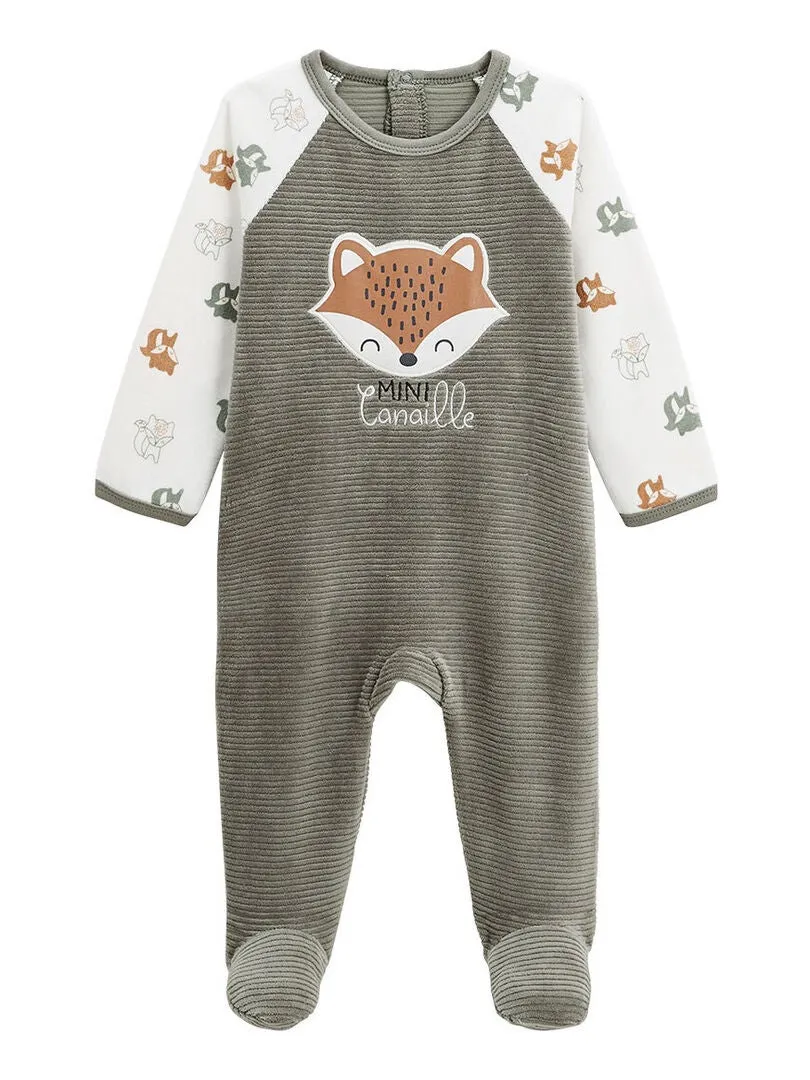 Pyjama bébé en velours Canaille - Vert