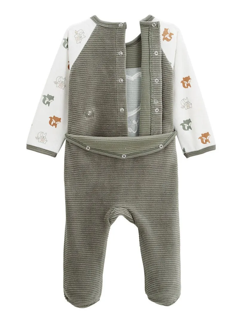 Pyjama bébé en velours Canaille - Vert