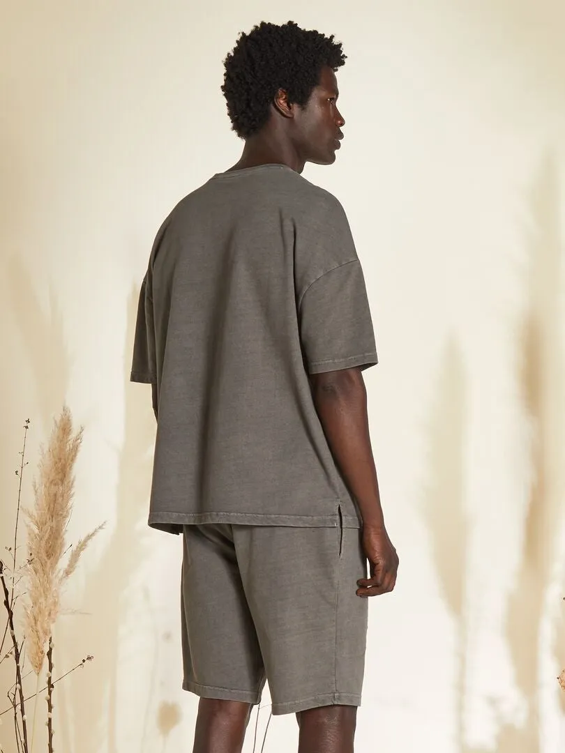 Pyjama court - tee-shirt + bermuda - 2 pièces - Gris kaki