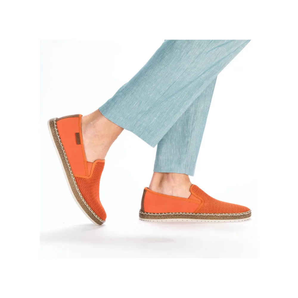 Rieker : Mocassins toile orange