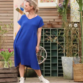Robe Léna - double gaze de coton bleu majorelle