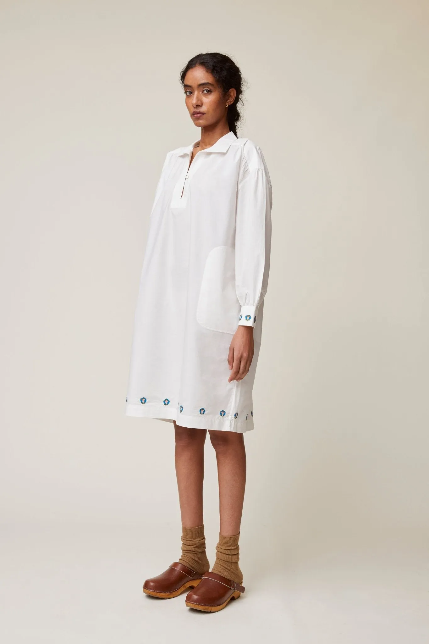 Robe Maelle N°735 Popeline White - Flower embroidery