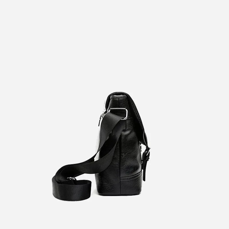 Sac besace en cuir noir pour homme - Sac Bandoulière