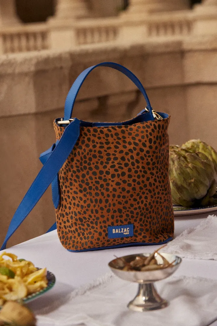 Sac Orion bi-matière guépard et bleu