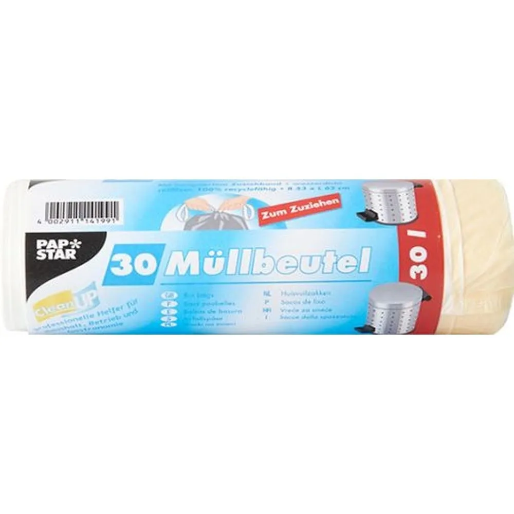 Sacs poubelle lien de fermeture ldpe 30 l 62cmx53cm blanc par 270