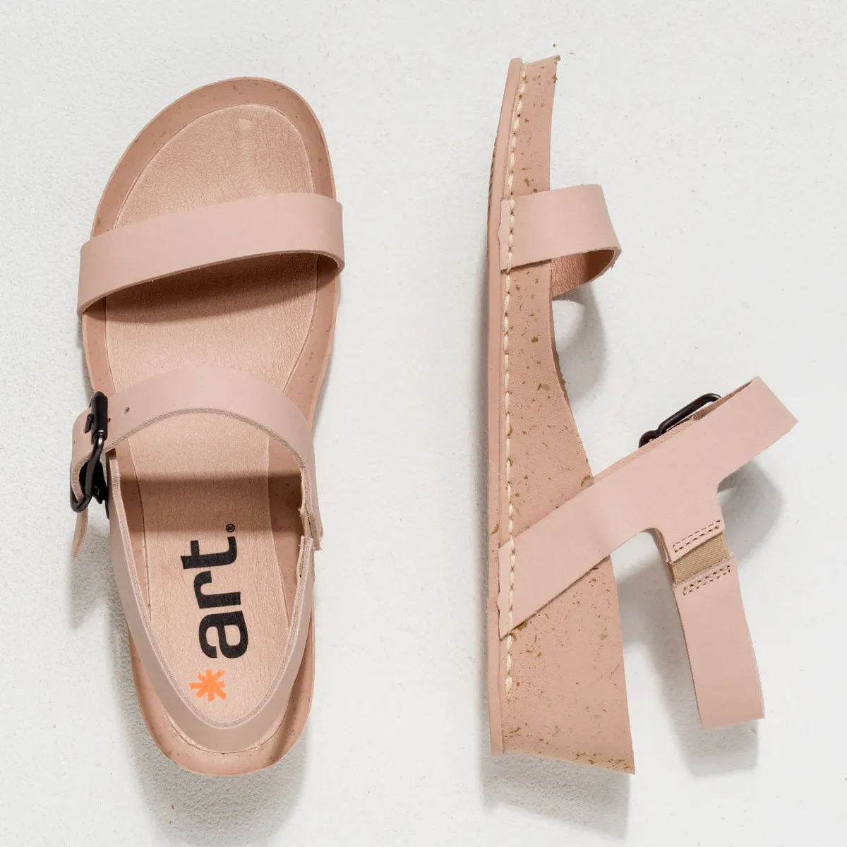 Sandales compensées en cuir à talon moucheté - Rose