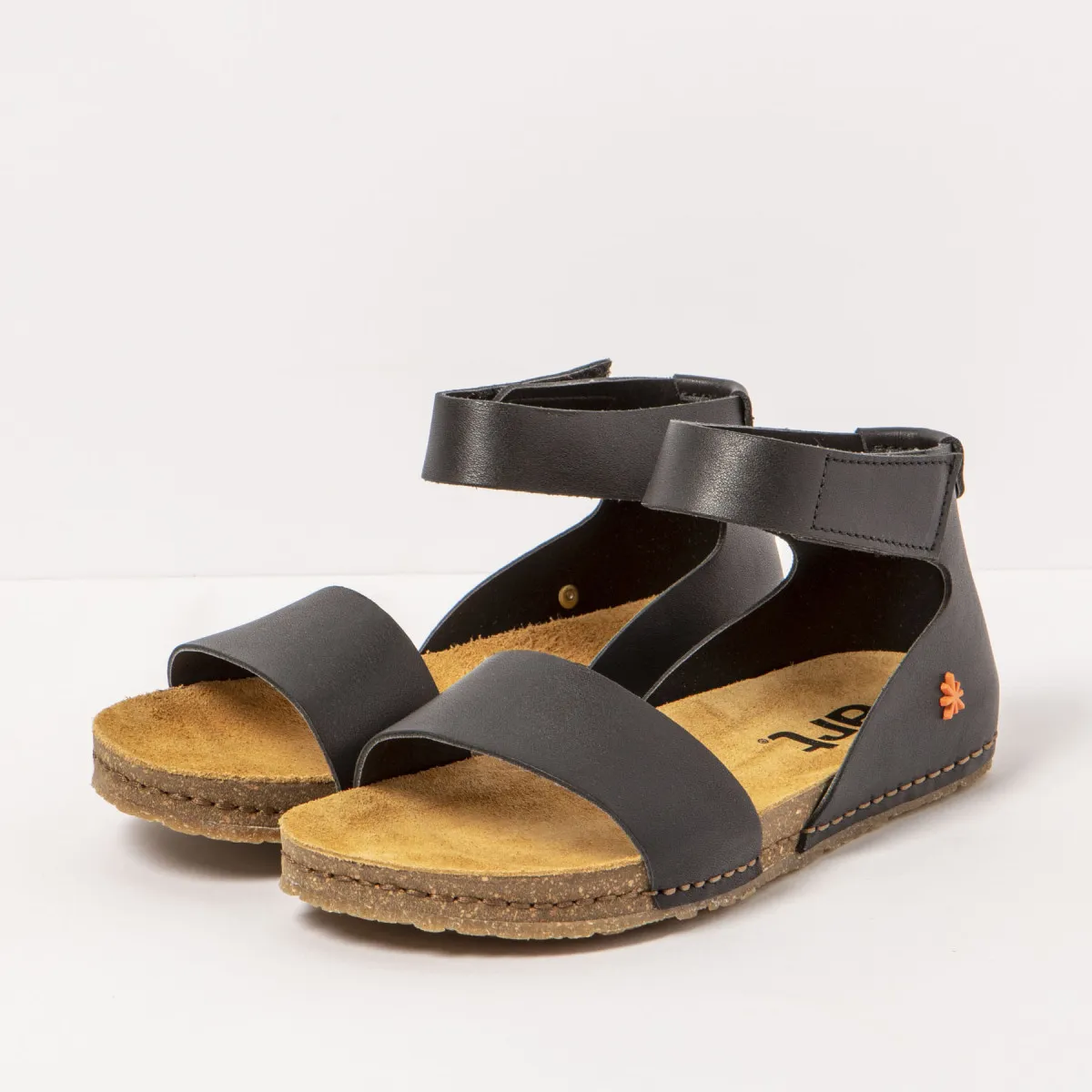 Sandales plates fermées au talon en cuir - Noir