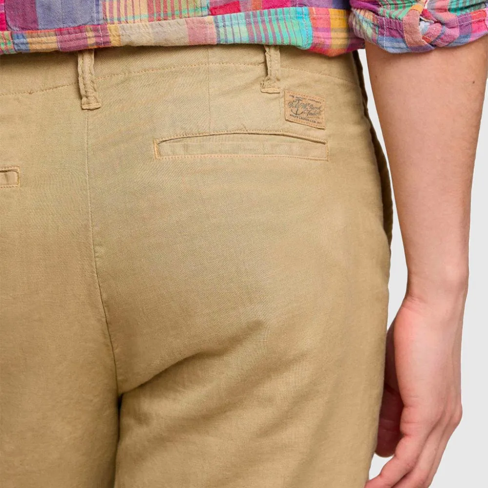 Short chino en coton et lin