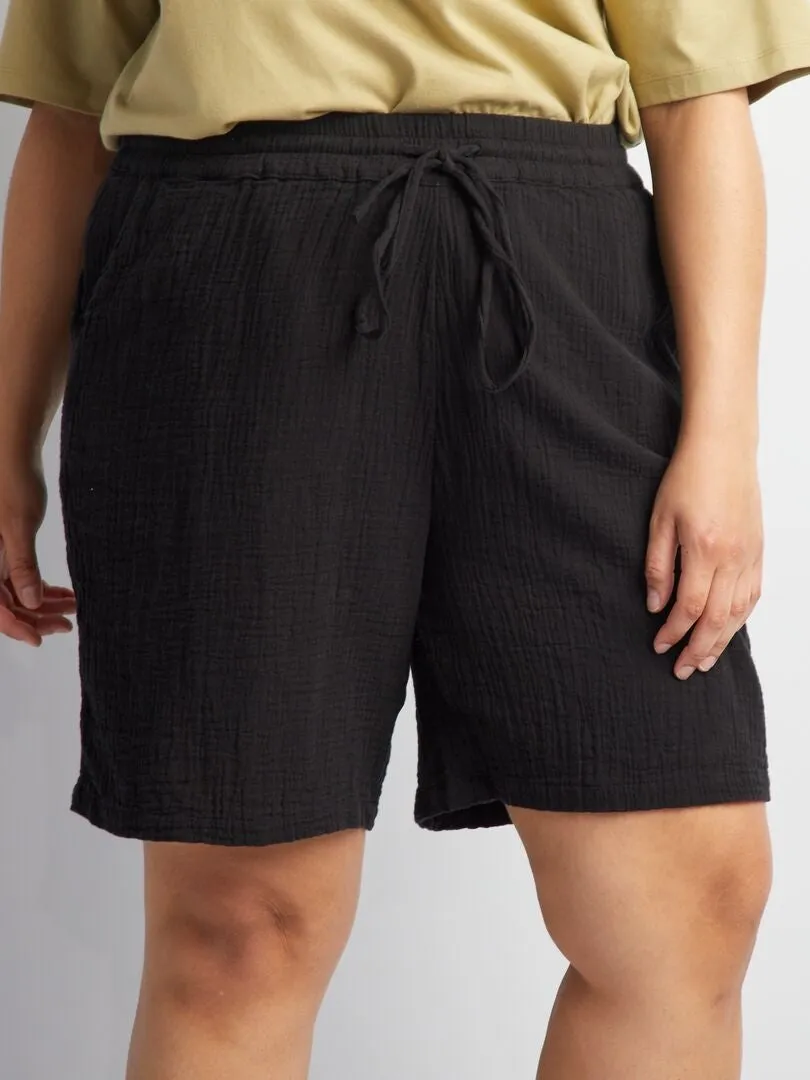 Short en gaze de coton 'Only Carmakoma' - noir