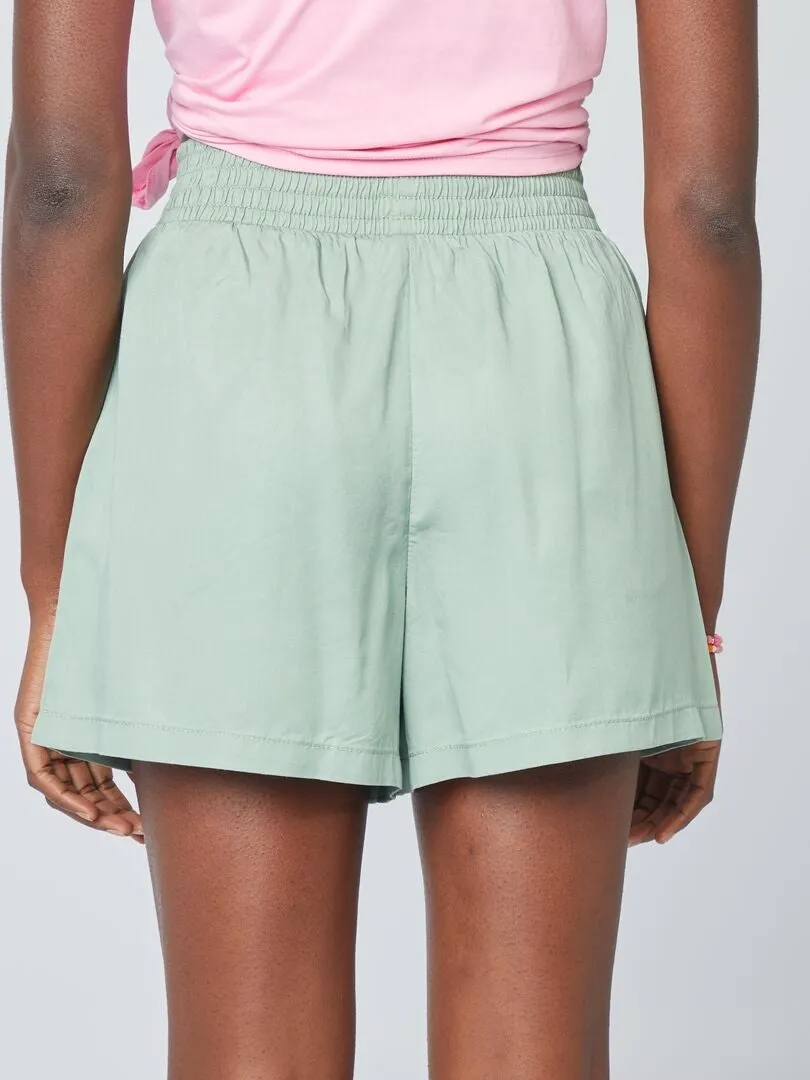 Short fluide à taille élastiquée - Vert