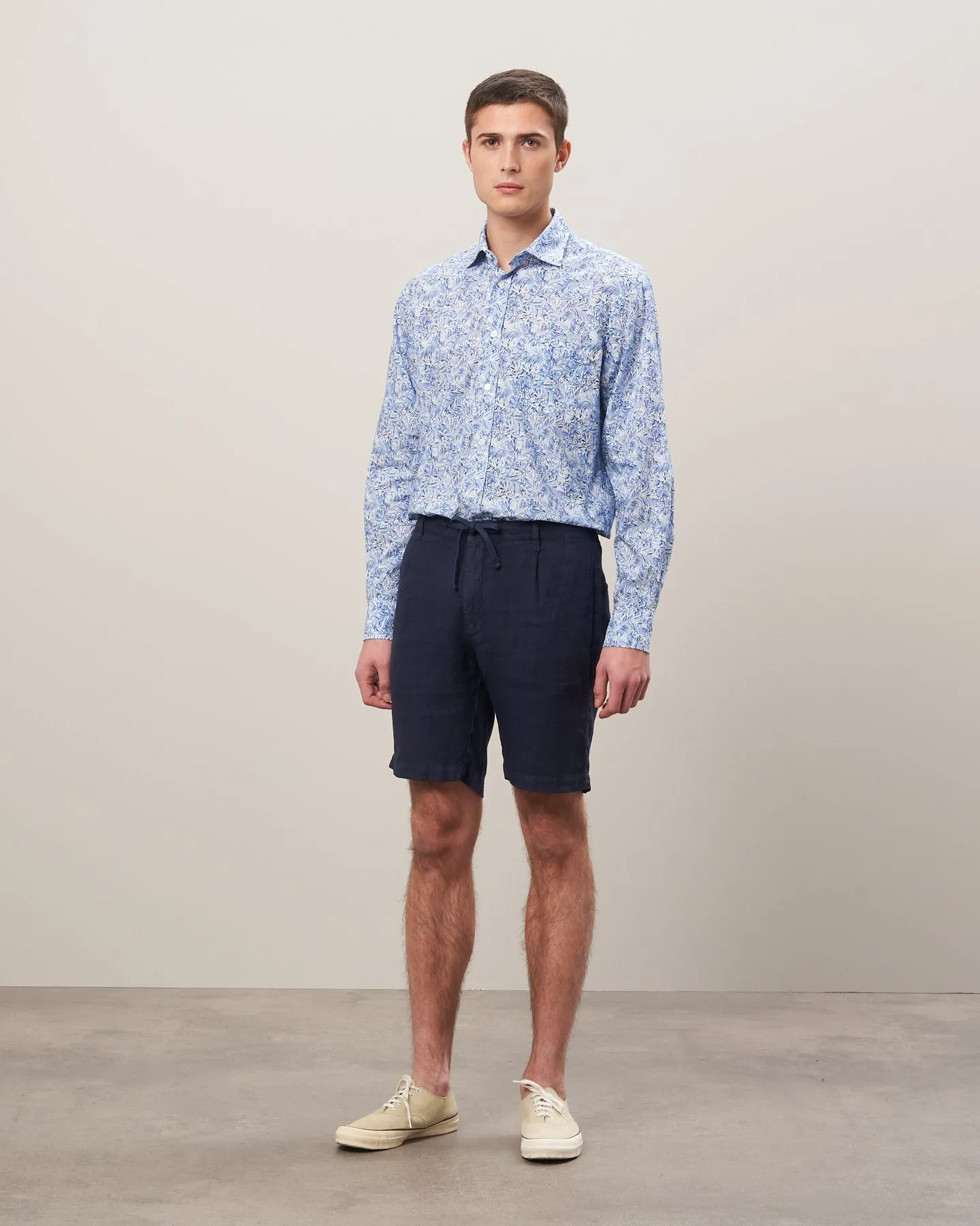 Short Homme en lin Marine Tank