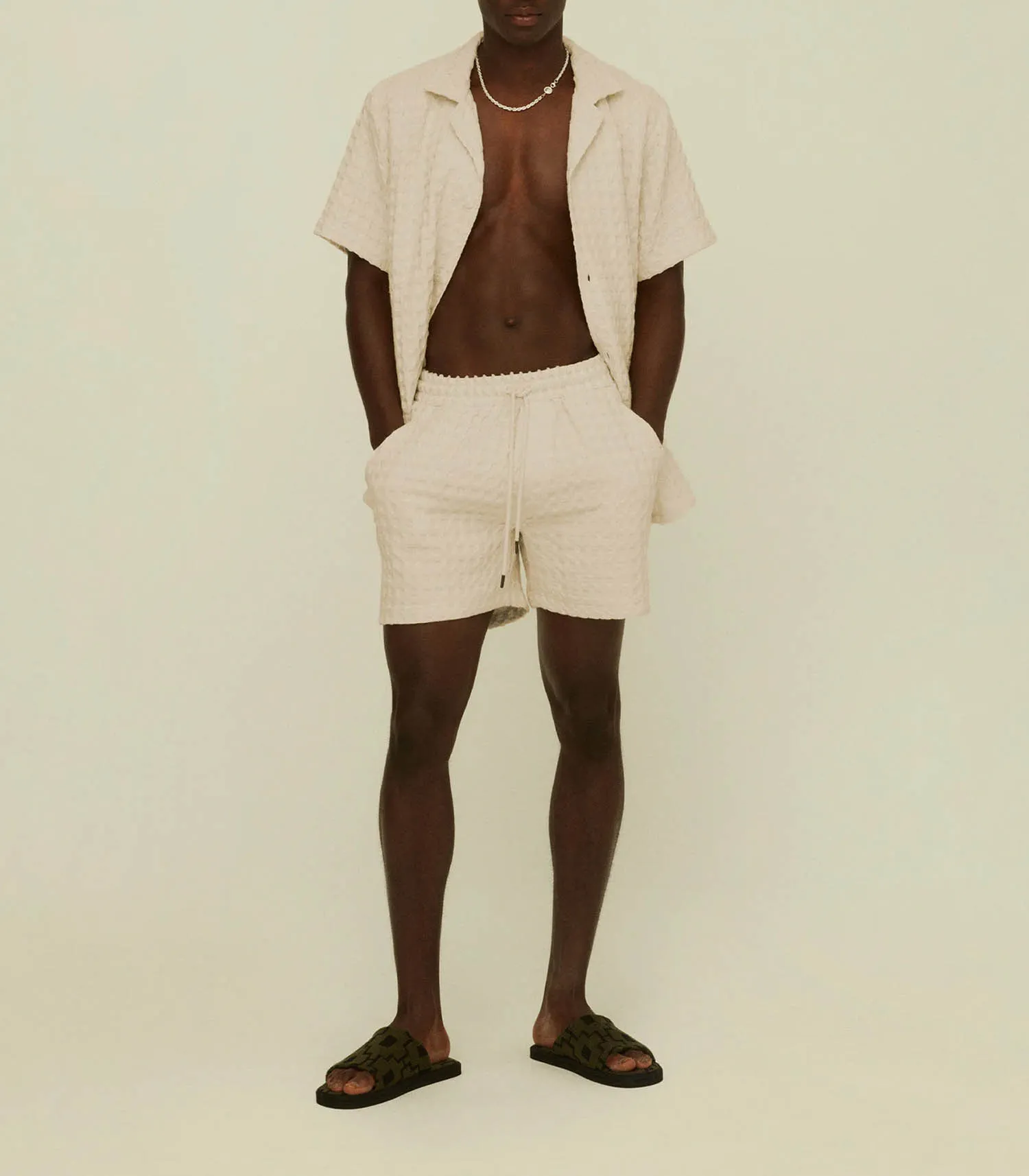 Short Homme Porto Waffle Ecru OAS - Jane de Boy