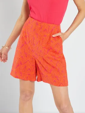 Short taille haute en lin - Rose