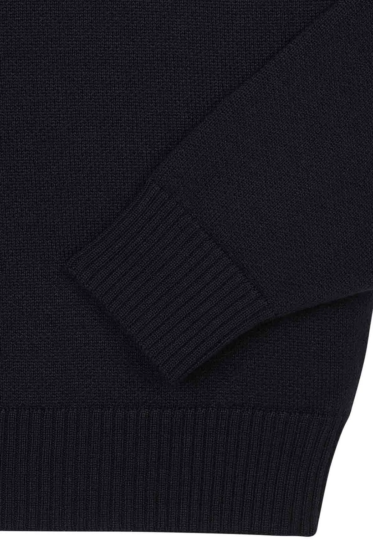 Sweat bleu marine en laine mérinos pour femme