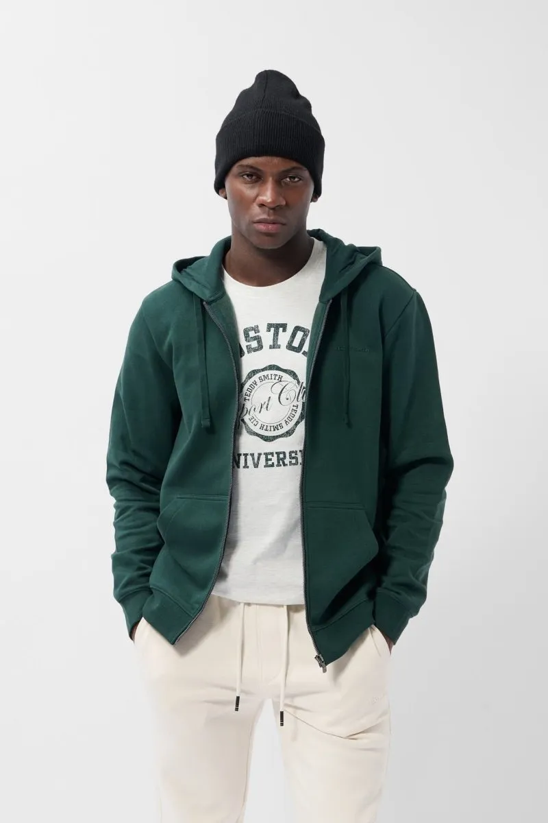 Sweat zippé à capuche GICLASS LITTLE VERT SCARABE