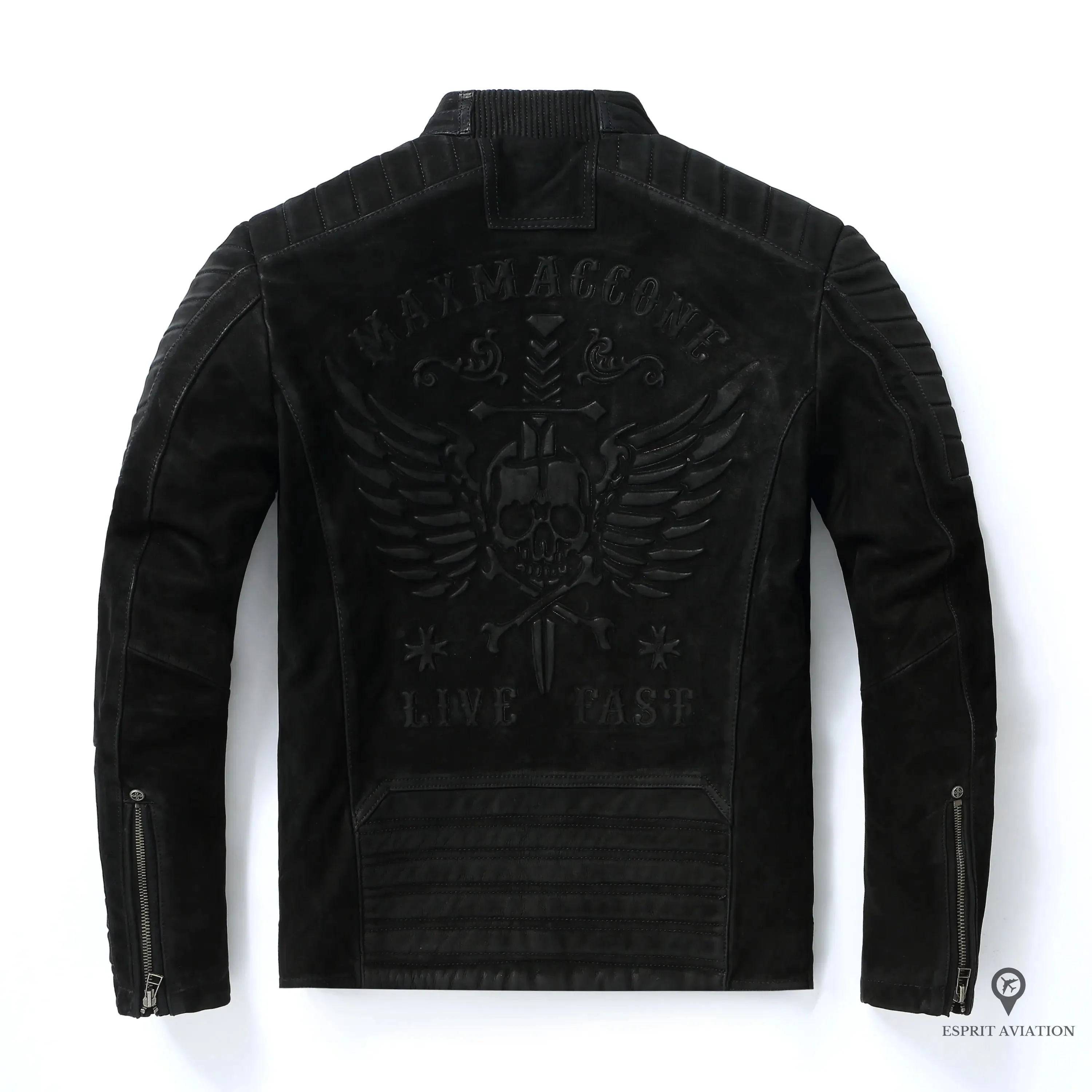 Veste en Cuir Véritable Vintage Noir