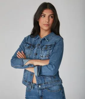 Veste en denim classique bleu en jean extensible