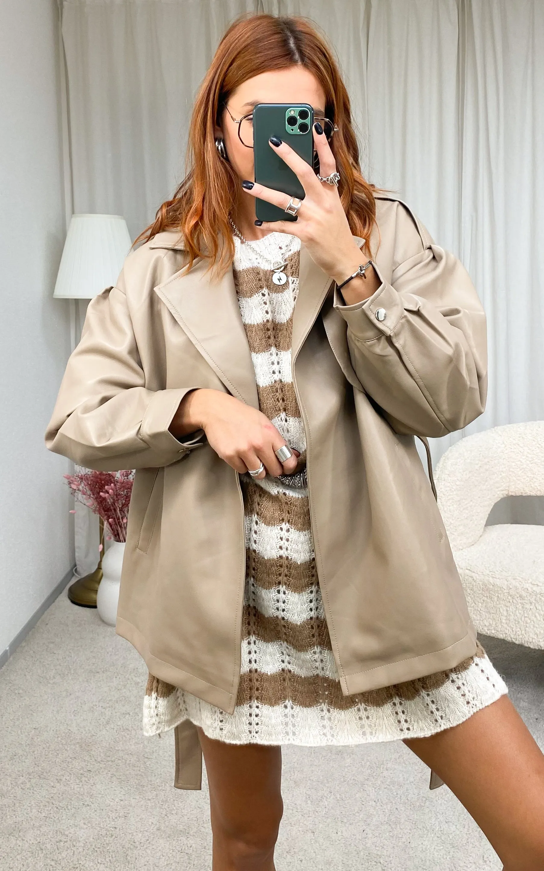 Veste simili cuir beige LOEVAN