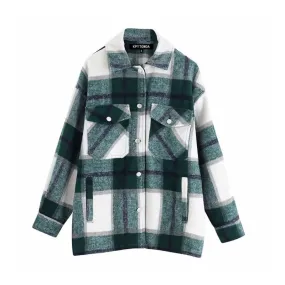 Veste Vintage Carreaux Vert